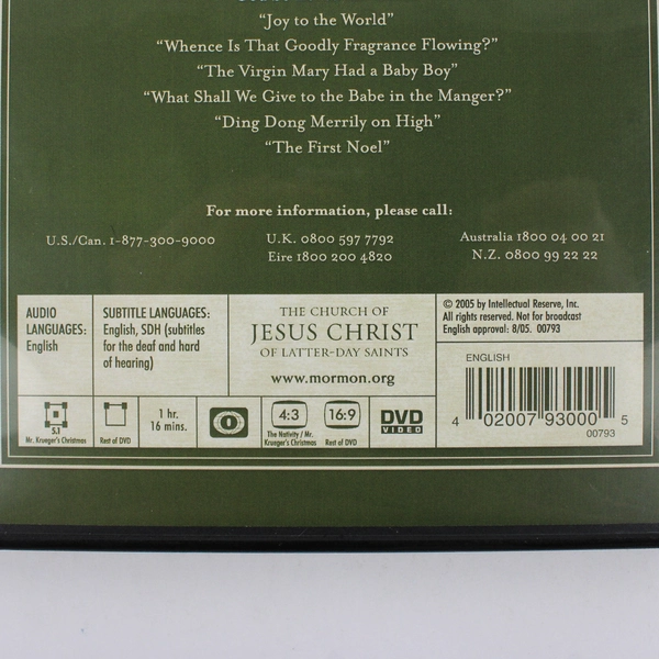 Mr. Krueger's Christmas DVD Jimmy Stewart & Tabernacle Choir 2005