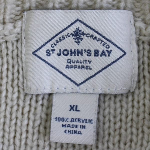 St John's Bay Cream Long Sleeve Knitted Sweater Women's Size XL