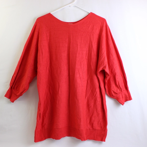 Max Studio Solid Orange/Red Color Sweater 3/4-Sleeve Women's XL 1X