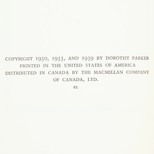 Here Lies The Collected Works of Dorothy Parker 1939 Hardcover Short Stories