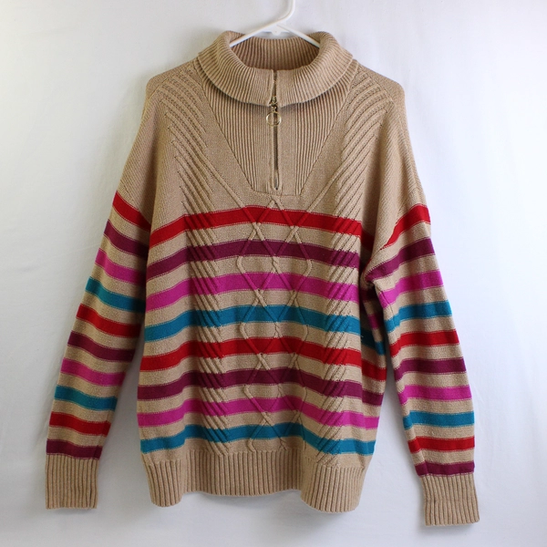 Charter Club Women's XL Multicolor Striped Knit Turtleneck Sweater
