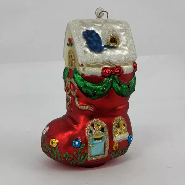 RADKO Old Women Who Lived In a Shoe House With Flowers Mercury Glass Ornament