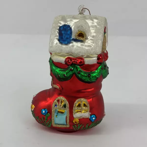 RADKO Old Women Who Lived In a Shoe House With Flowers Mercury Glass Ornament