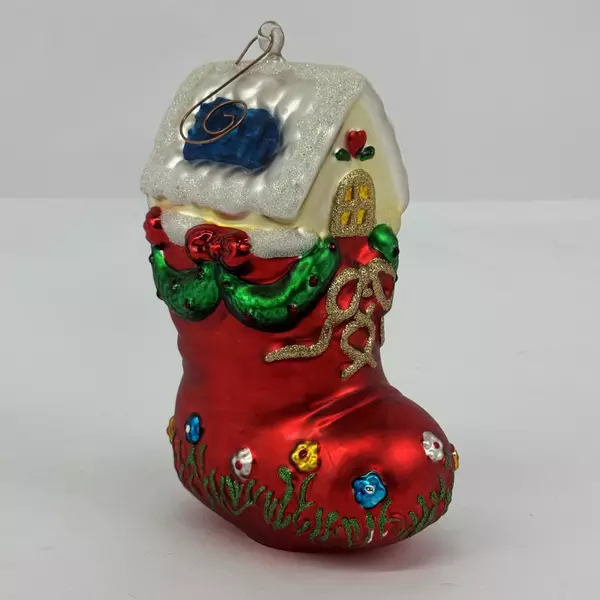 RADKO Old Women Who Lived In a Shoe House With Flowers Mercury Glass Ornament