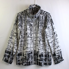 Additions by Chico's Black and White Splatter Print Full-Zip Jacket Women's Sz 2