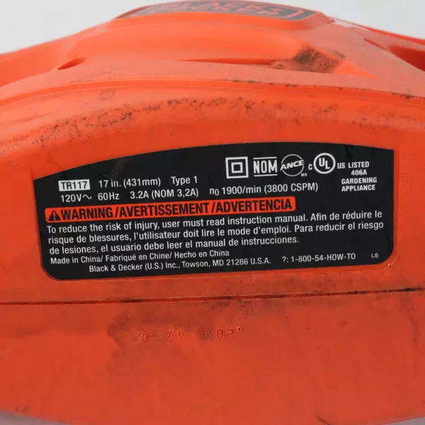 Black & Decker TR117 Corded 17" Inch Hedge Trimmer Lightweight Shrub Bush Cutter