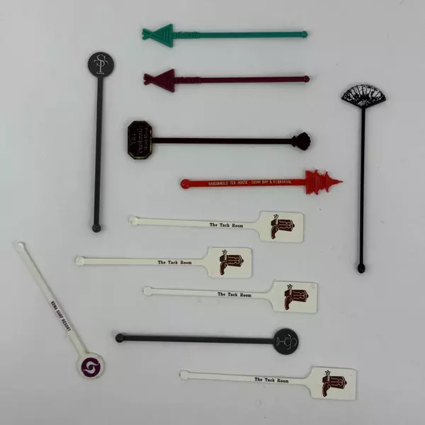 Lot of 11 Assorted Plastic Swizzle Sticks