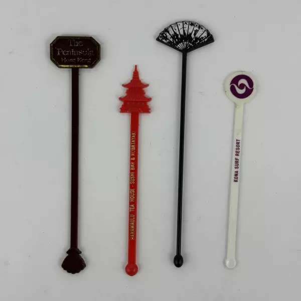 Lot of 11 Assorted Plastic Swizzle Sticks