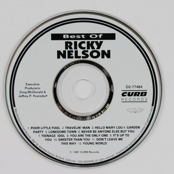 The Best of Ricky Nelson 1991 Music CD Curb Records