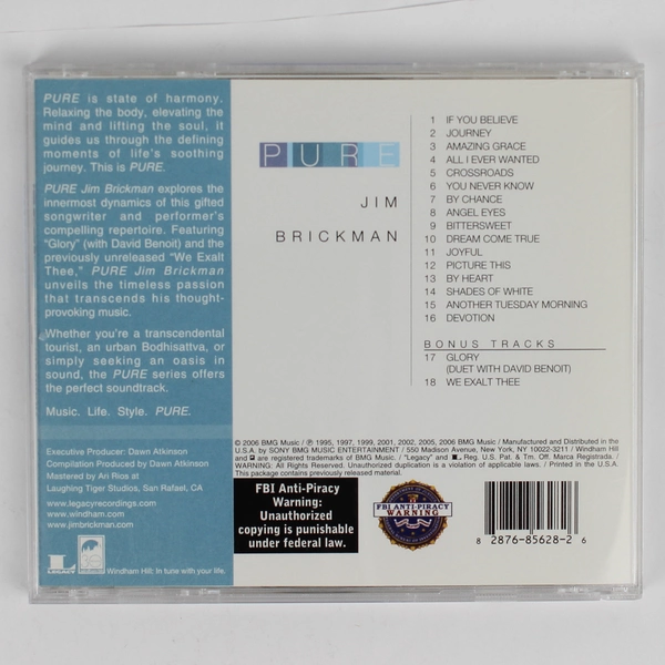 Pure Jim Brickman Music CD With 2 Bonus Tracks 2006 Windham Hill Records