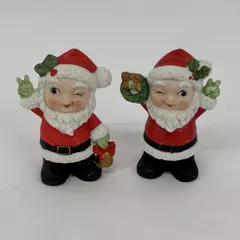 Vintage Ceramic Bisque Santa Claus Peace Hand Painted Outside Christmas Decor