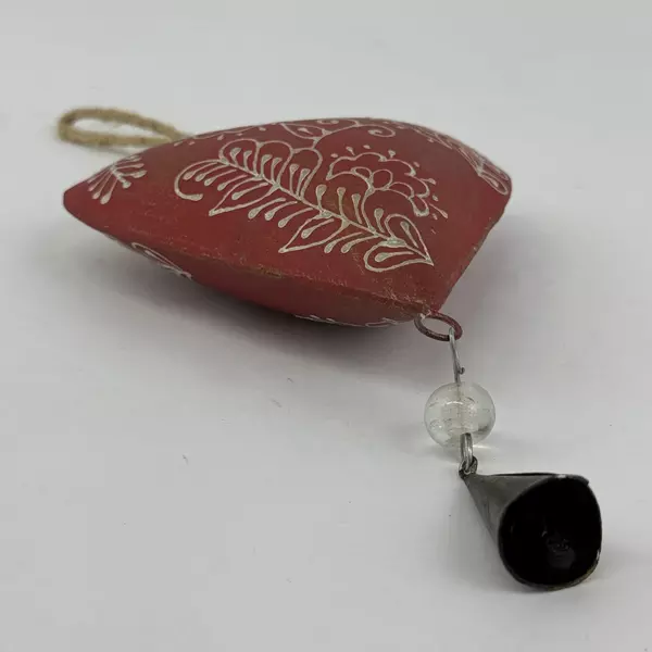 Heart Of Alsace Handpainted Red Metal Folk Heart String Loop and Bell