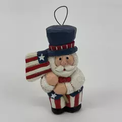 Eddie Walker Patriotic Santa Uncle Sam July 4th Figurine Stars Stripes w/Flag