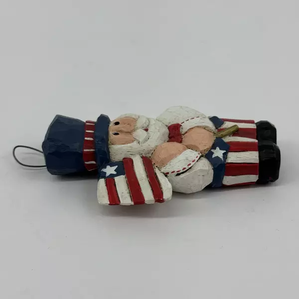 Eddie Walker Patriotic Santa Uncle Sam July 4th Figurine Stars Stripes w/Flag