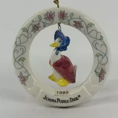 VTG 1988 Jemima Puddle-Duck Ceramic Christmas Ornament Schmid Dangle B. Potter