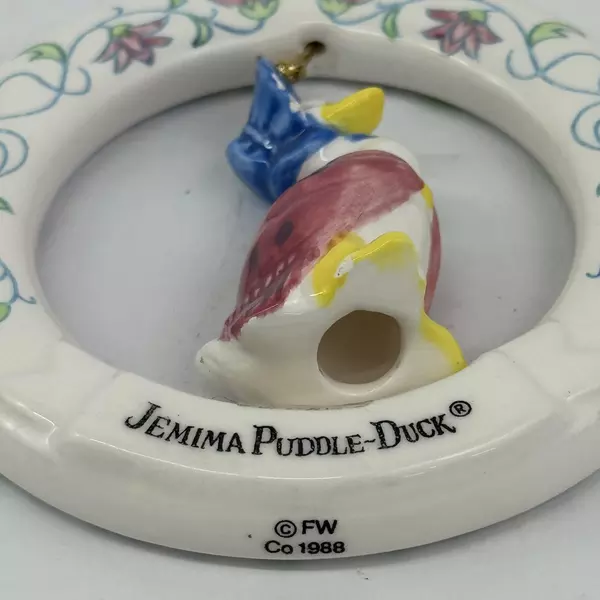 VTG 1988 Jemima Puddle-Duck Ceramic Christmas Ornament Schmid Dangle B. Potter