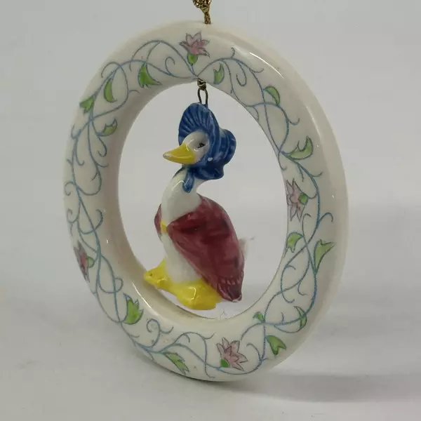 VTG 1988 Jemima Puddle-Duck Ceramic Christmas Ornament Schmid Dangle B. Potter