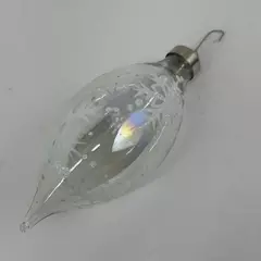 Clear Glass Glitter Snowflake Teardrop Finial Christmas Ornament