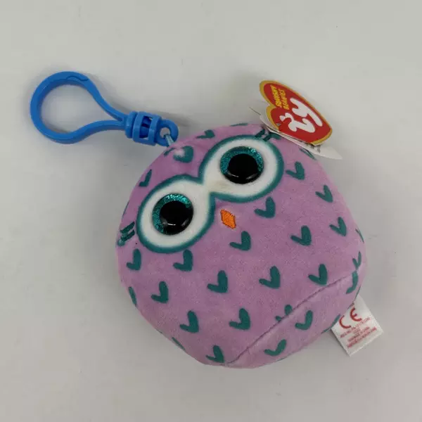 Ty Mini Beanie Squishies Squish-A-Boos Plush Winks The Owl With Clip 3 Inches