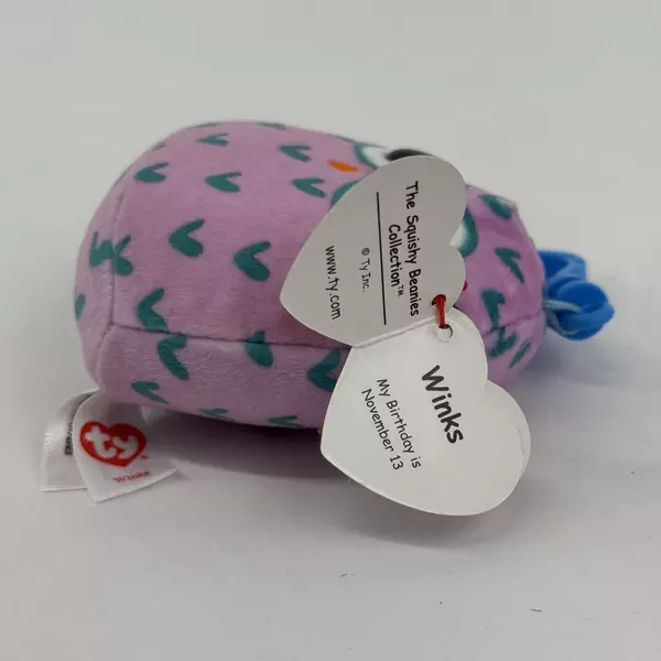 Ty Mini Beanie Squishies Squish-A-Boos Plush Winks The Owl With Clip 3 Inches
