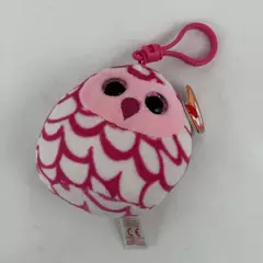 2022 TY Mini Beanie Squish-A-Boos Plush PINKY the Pink Owl 3 inches Key Clip