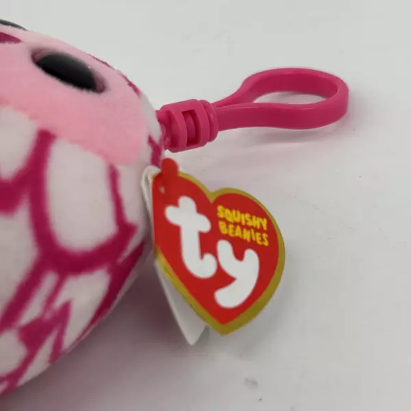 2022 TY Mini Beanie Squish-A-Boos Plush PINKY the Pink Owl 3 inches Key Clip