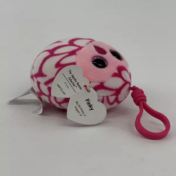 2022 TY Mini Beanie Squish-A-Boos Plush PINKY the Pink Owl 3 inches Key Clip