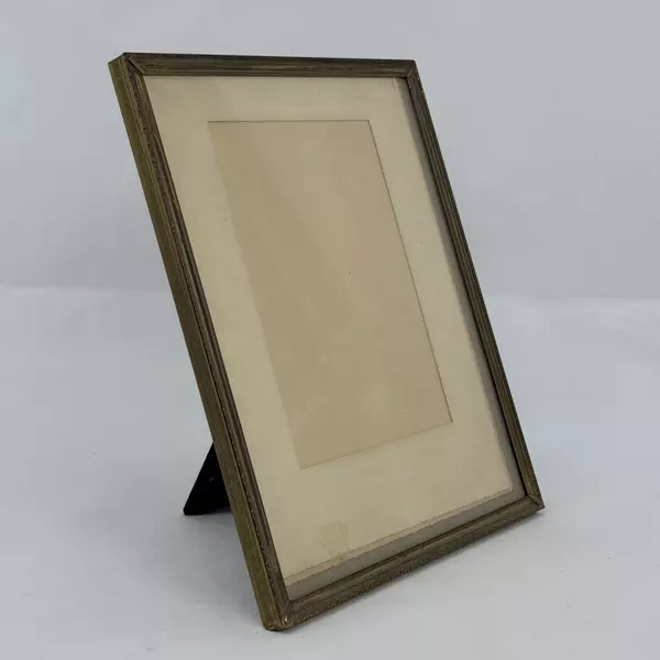 Vintage Brass Scharling Silversmith 8x10 Frame Velvet Back Hand Or Display Stand