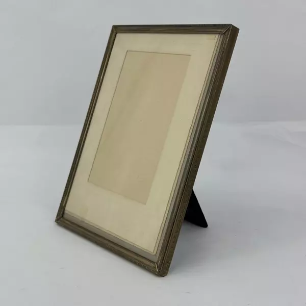 Vintage Brass Scharling Silversmith 8x10 Frame Velvet Back Hand Or Display Stand
