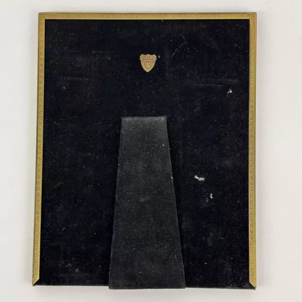 Vintage Brass Scharling Silversmith 8x10 Frame Velvet Back Hand Or Display Stand