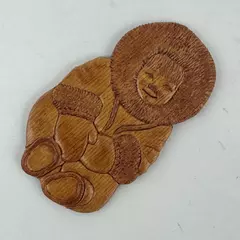 Vintage Wooden Magnet Of Eskimo Intuit Child Made in Canada 3"