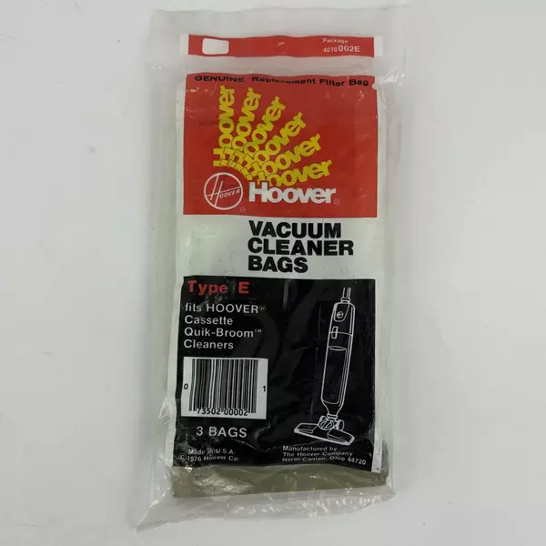 New Sealed Vacuum Cleaner Bags Hoover Type E Pack of 3 Bags Quik Broom Cassette