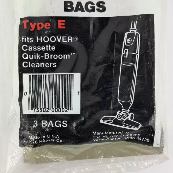 New Sealed Vacuum Cleaner Bags Hoover Type E Pack of 3 Bags Quik Broom Cassette