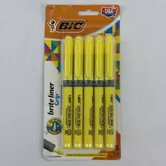 BIC Brite Liner Grip Highlighter Chisel Tip Yellow 5-Count