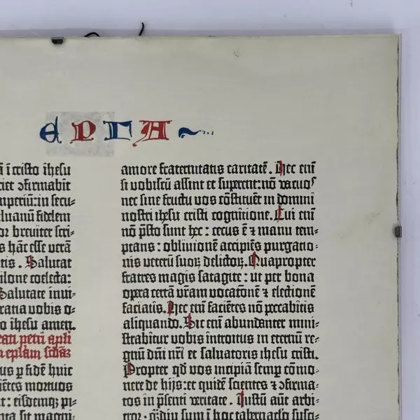 Glass Framed Parchment Print Of A Page From The Gutenberg Bible In Latin #1
