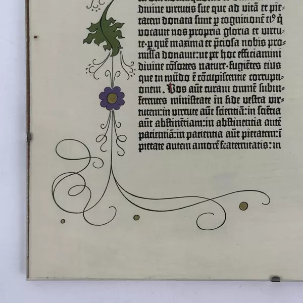 Glass Framed Parchment Print Of A Page From The Gutenberg Bible In Latin #1