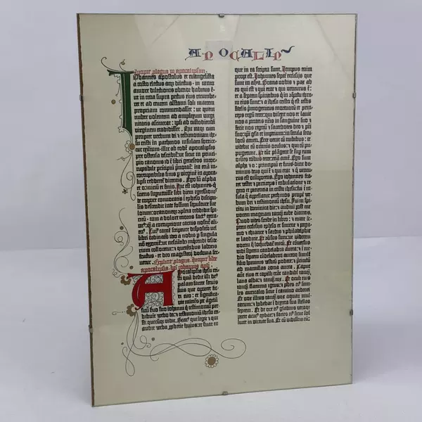 Glass Framed Parchment Print Of A Page From The Gutenberg Bible In Latin #2