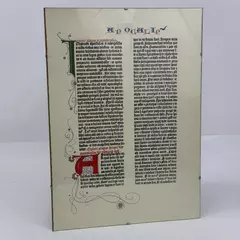 Glass Framed Parchment Print Of A Page From The Gutenberg Bible In Latin #2