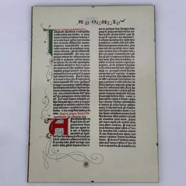 Glass Framed Parchment Print Of A Page From The Gutenberg Bible In Latin #2