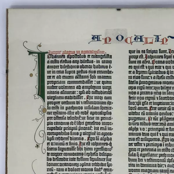 Glass Framed Parchment Print Of A Page From The Gutenberg Bible In Latin #2
