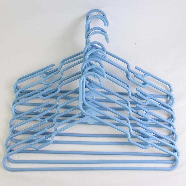 Lot of 10 Light Blue Notched Tubular Clothing Hangers