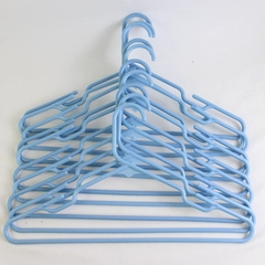Lot of 10 Light Blue Notched Tubular Clothing Hangers