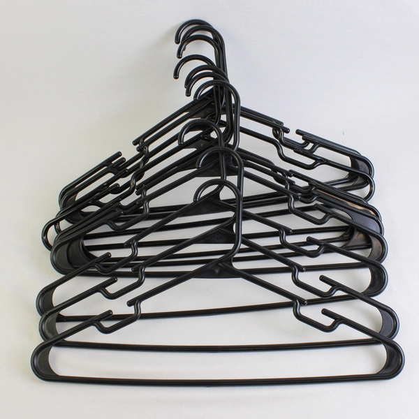 Lot of 10 Tubular Notched Black Clothing Hangers