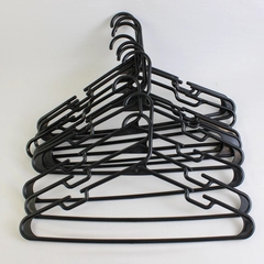 Lot of 10 Tubular Notched Black Clothing Hangers
