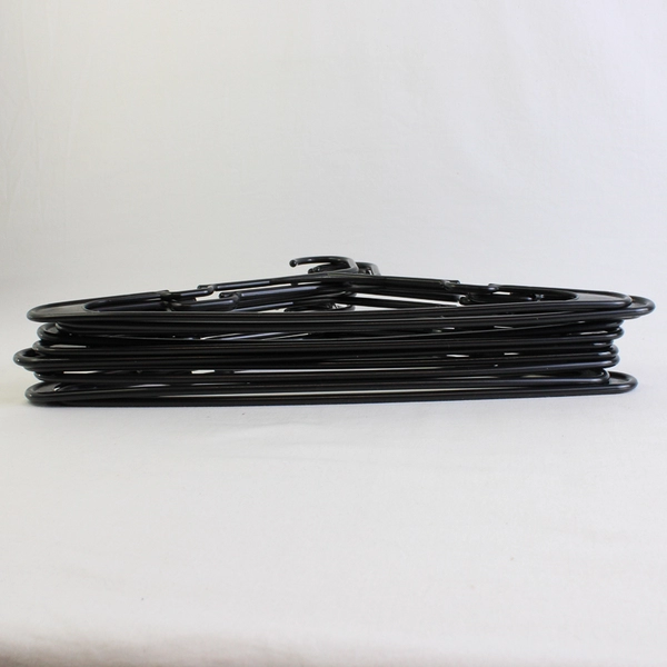 Lot of 10 Tubular Notched Black Clothing Hangers