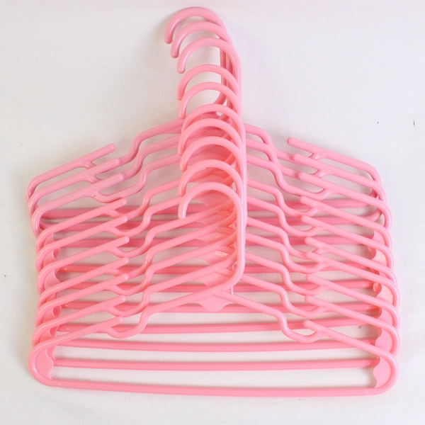 Lot of 10 Pink Childs Size Notched Clothing Hangers