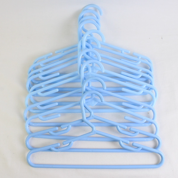 Lot of 10 Baby Blue Tubular Childs Clothing Hangers