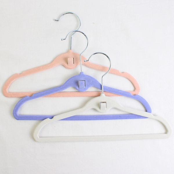 Lot of 10 Various Colors Flocked Child Clothing Hangers