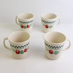 Lot Of 4 Matching Corning Corelle Farm Fresh Pattern Ceramic Mugs 3.75" Tall