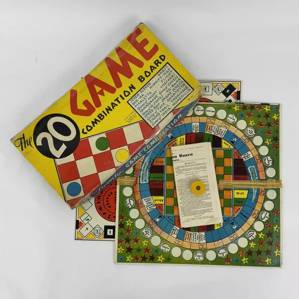 1936 Milton Bradley 20 Game Combination Board For Parts Gameboards And Box